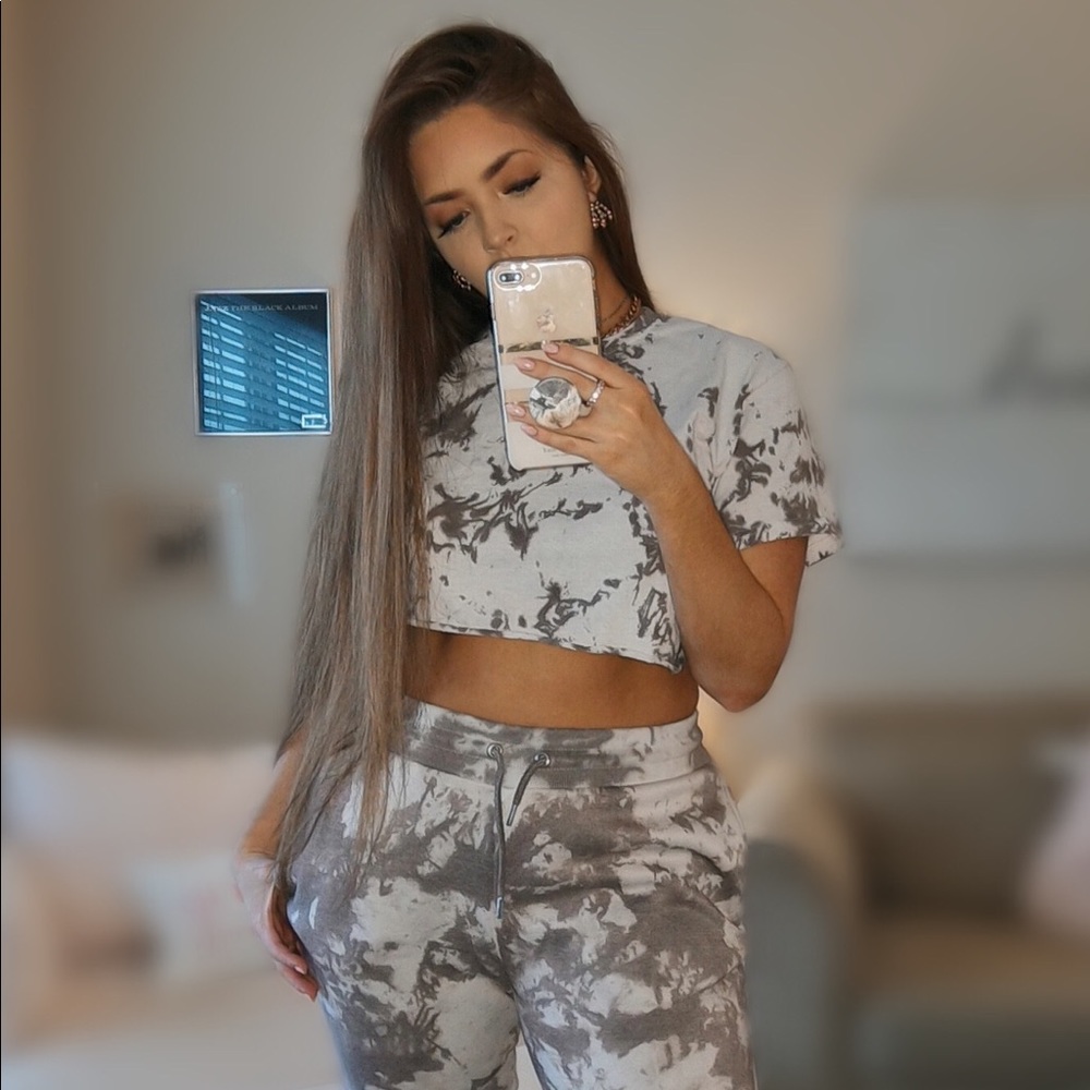 Grey Crop Top Tie Dye